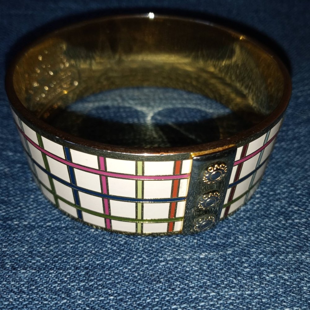 COACH Gold Enameled Plaid Multicolor Tattersall Ch
